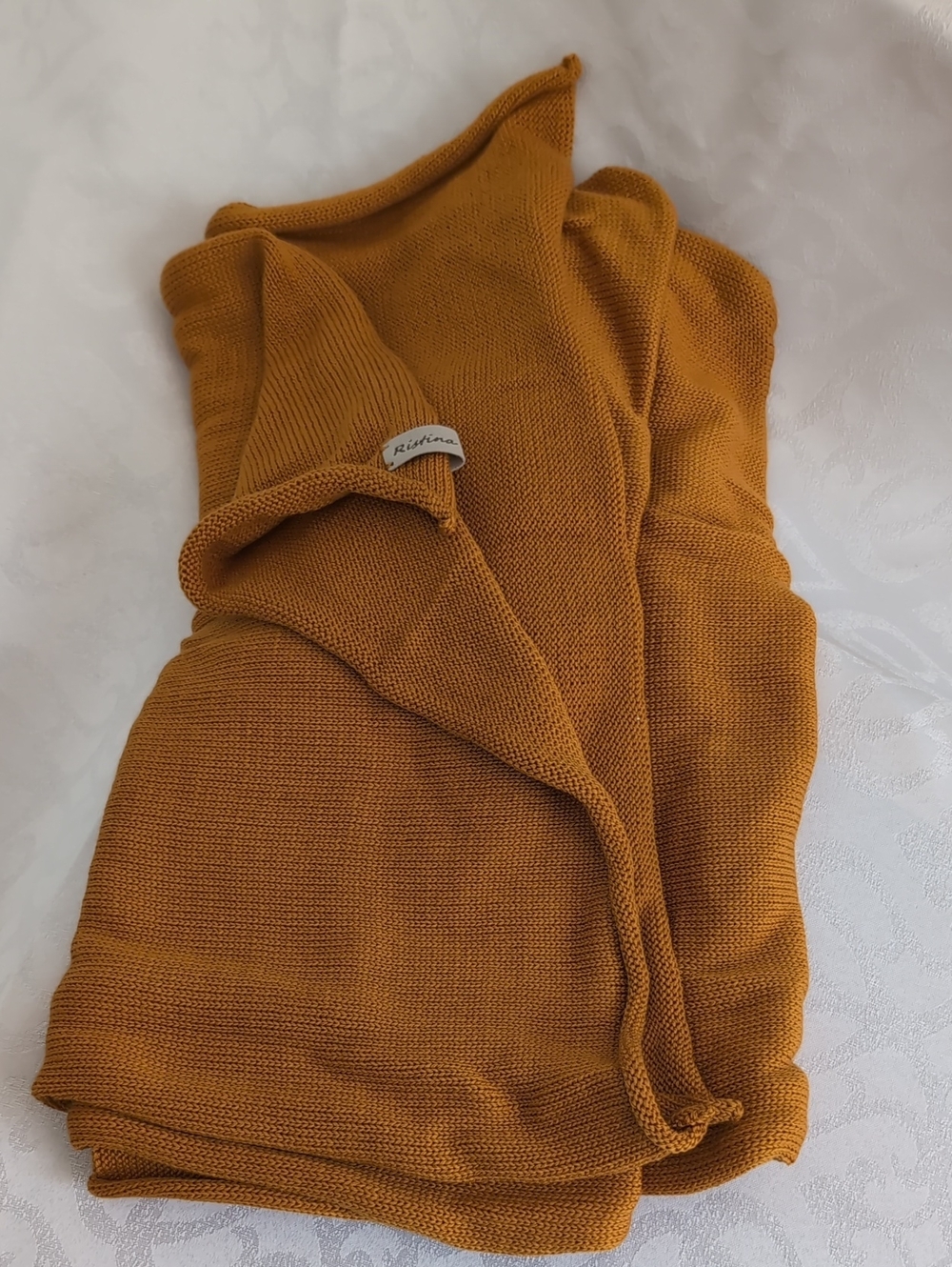 Ristina Mustard Knit Wool Scarf